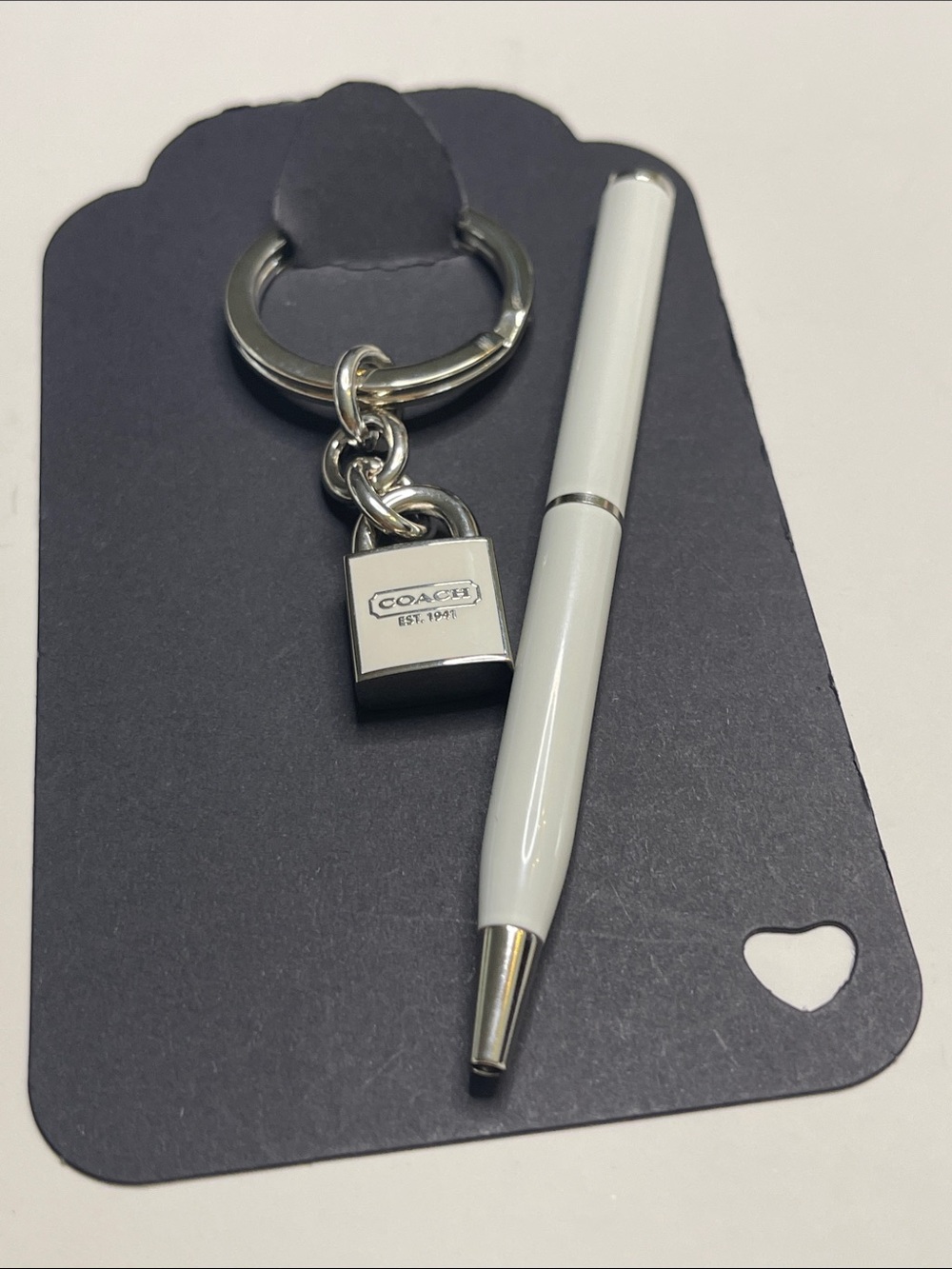 COACH Silver and White Padlock Key Charm and Coach Pen - Picture 5 of 6